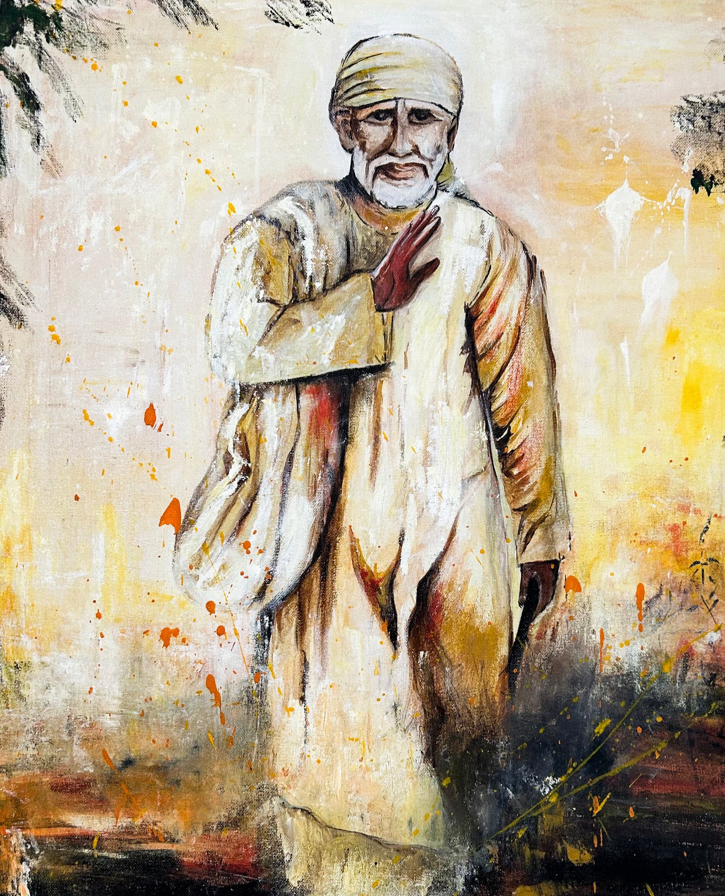 Blessings of Sai Baba - Canvas Painting